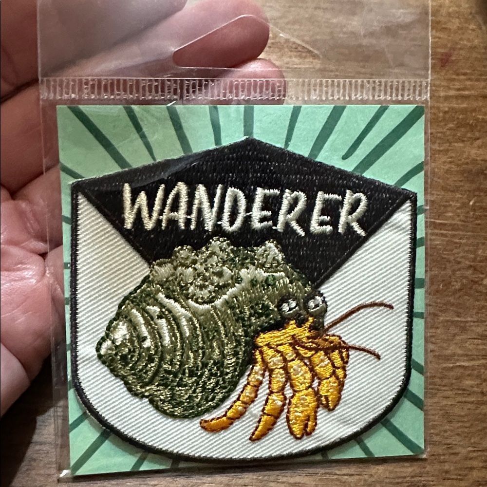 NEW Wanderer Hermit Crab embroidered iron-on patch by Frog & Toad Press